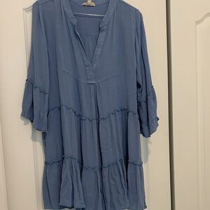 Elan Blue Ruffle Dress